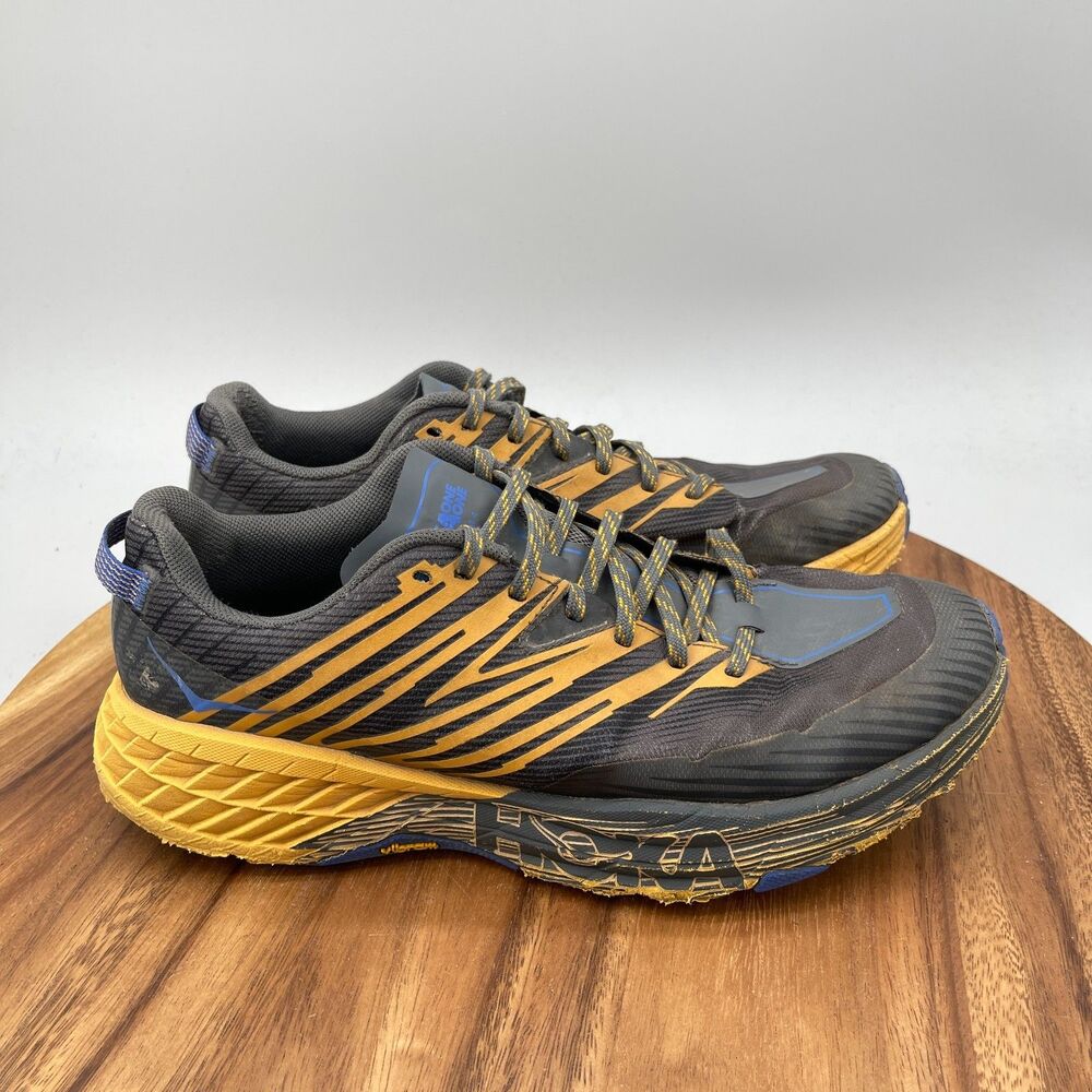 Hoka One One Speedgoat 4 Shoes Mens Size 10.5 Gray Orange Trail Running Hiking